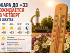 Жара до +33 градусов ожидается в четверг в Шахтах 