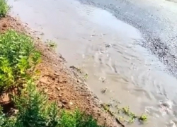 Бодрый ручей бежит по переулку Курчатова в Шахтах