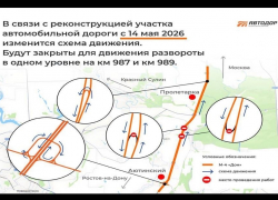 Два разворота закроют на трассе М-4 «Дон» под Шахтами