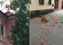 Целые кирпичи падают на головы пешеходам на улице Шевченко в Шахтах