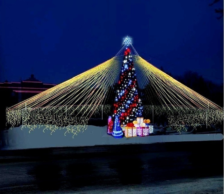 Шатёр вокруг ёлки и пешеходные галереи составят новогоднее убранство Шахт