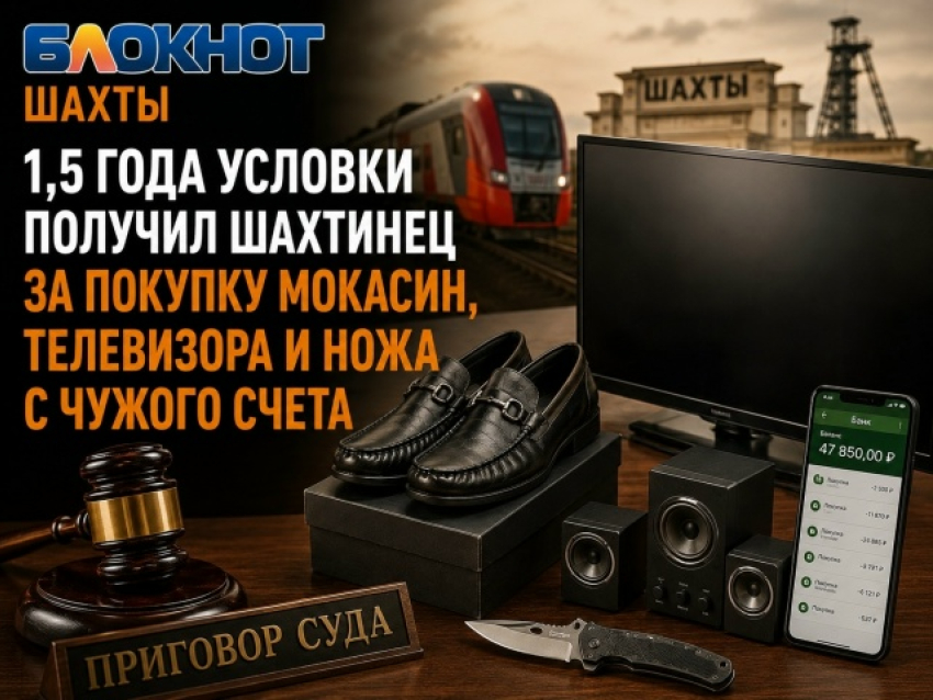 1,5 года условного срока получил шахтинец за покупку мокасин, телевизора и ножа с чужого счета