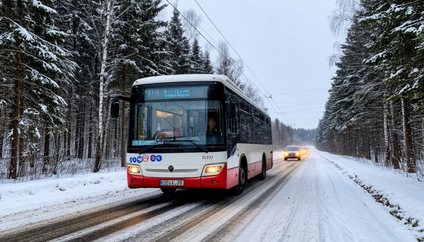 Водитель автобуса накричал на пассажиров из-за заснеженной остановки на ХБК в Шахтах